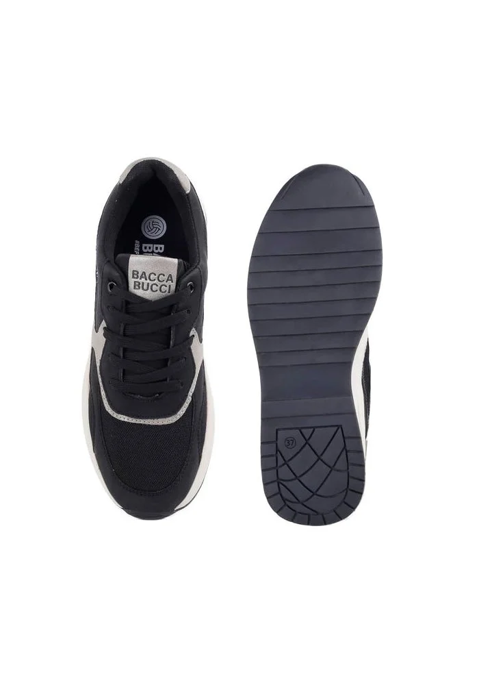 Bacca Bucci Black and Silver NYC Low-Top  Sneakers—for Gen Z Fashionistas for Women | Best Price UAE
